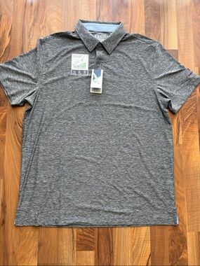 Izod Men’s Size L Heathered Charcoal Performance Polo NWT
